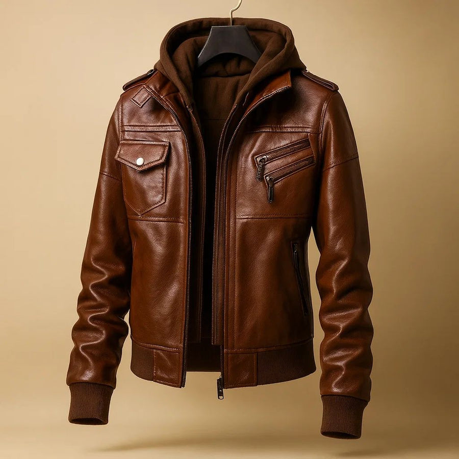 Alessia Hooded Leather Jacket