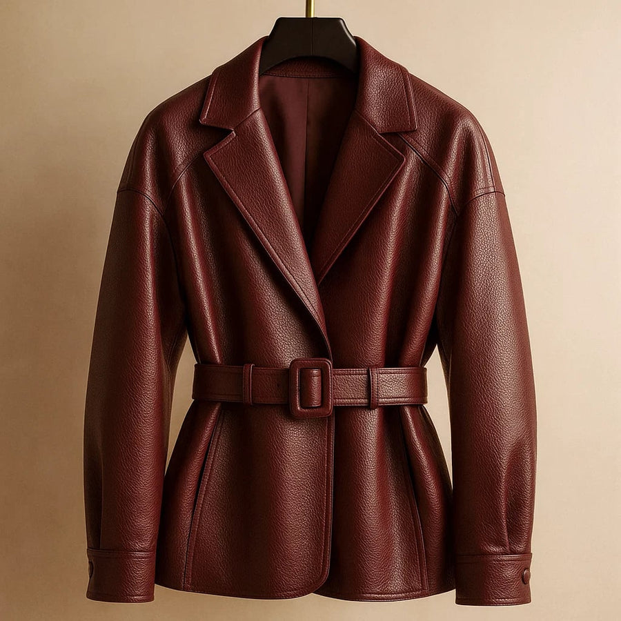 Valentina Leather Belted Jacket