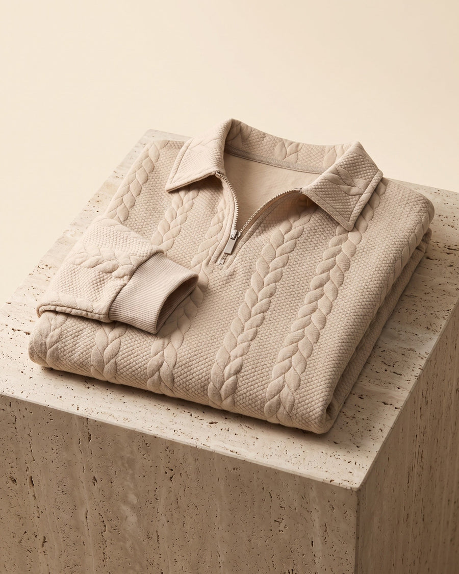 Rinaldo Cable-Jacquard Quarter-Zip