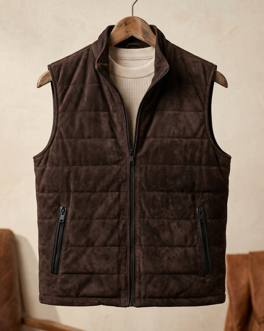 Vicente Quilted Suede Vest