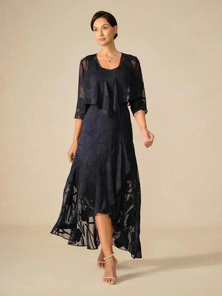 Floral Chiffon High-Low Gown